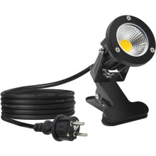 7-W-LED-Außenstrahler mit Klemme, 2 m Kabel mit Stecker, warmweißes Licht (2700 K), LED-Gartenbeleuchtung, wasserdicht (IP65)