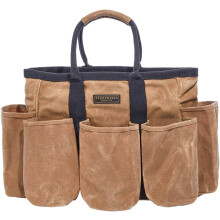 Sacoche en toile cirée de 14 pouces / sac à outils de jardin / organisateur de nettoyage / barre mobile / sac de rangement multi-usages avec poch