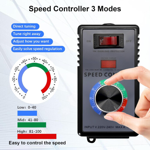 Binghe 220V Motor Speed Controller, 220V Motor Speed Regulator, Voltage Regulator, Speed Controller for Angle Grinder Fan 2