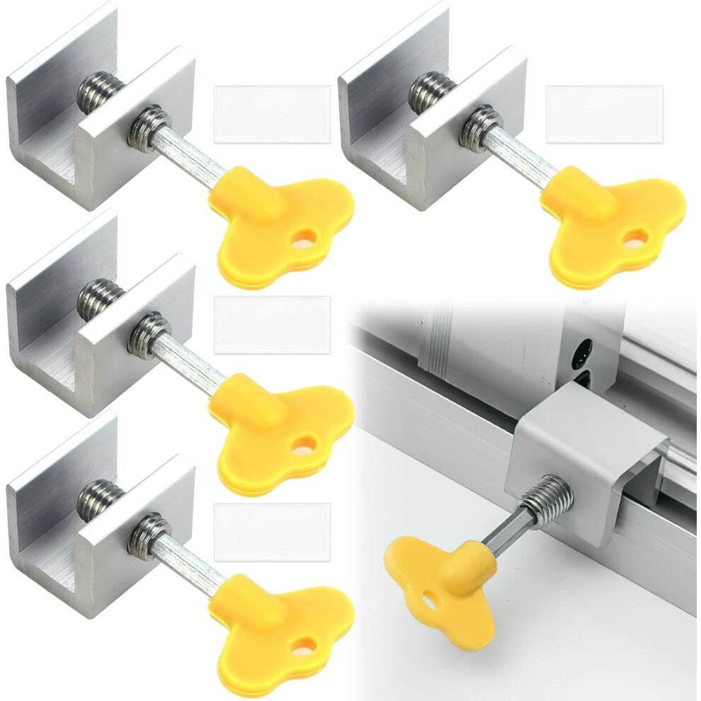 Sliding Window Lock, 4Pcs Sliding Window Locks, Sliding Door Stopper, Adjustable Window Lock - Reinforced Aluminum Alloy Security For Your Windows 4027070124821