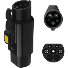 Adaptateur de câble de recharge pour véhicule électrique avec pince, 32 A Type 2 (IEC 62196) mâle vers Type 1 (SAE J1772) femelle. Convertisseur
