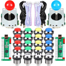 Kit de montage vidéo pour borne d'arcade (1 ou 2 joueurs) : encodeur USB pour PC, joystick, autocollant 8 directions, boutons-poussoirs lumineux