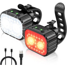 Fietsverlichting voor en achter, 8-12 lichtstanden, IPX6 waterdichte LED-fietslamp, USB-oplaadbare fietslamp voor mountainbikes, hybride fietsen