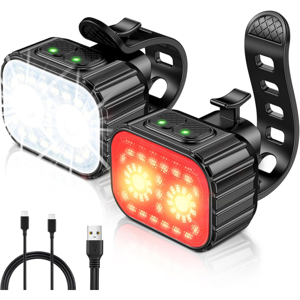 Photos - Climbing Gear Front and Rear Bike Light, 8-12 Lighting Modes, IPX6 Waterproof LED Bike Light, USB Rechargeable Bike Light for Mountain Bik