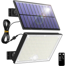 400 LED-buitenlampen op zonne-energie, 3 standen, waterdichte bewegingssensor, koel wit licht, solarverlichting voor beveiliging en verlichting