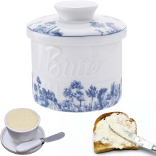 French ceramic butter dish, round, butter dome, porcelain butter container, vintage, with lid to keep butter fresh, soft, and ready to eat