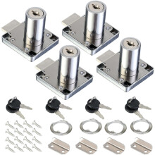 Set van 4 kastsloten van 32 mm met universele sleutels voor lades en brievenbussen.