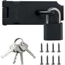Loquet de porte extérieure, verrou de portail avec cadenas, verrou de porte intérieure en acier inoxydable SUS304 pour armoire, jardin, noir mat