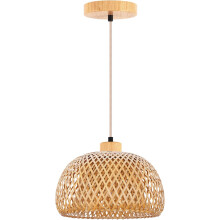 Vintage rattan pendant light - Handmade - Natural rattan - With E27 socket - Industrial bohemian style - For bedroom, living room, hallway, kitchen