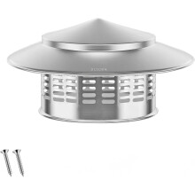 1 Piece Stainless Steel Chimney Cap, Roof Rain Cap, Round Roof Vent with Screws, For Chimney Pipe, 7.87 Inch, 200MM