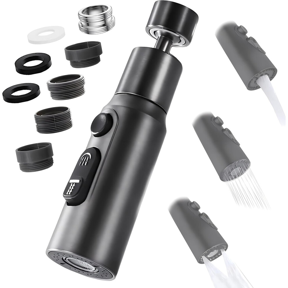 Faucet Aerator, 360 Swivel Kitchen Faucet Nozzle With 3 Spray Modes, Water Saving Faucet Aerator, Water Saving Adapter For Bathroom Sink Faucet, Blac 4027070125408
