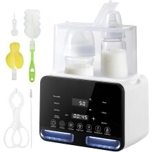 Flessenwarmer, 9-in-1 dubbele flessensterilisator met lcd-scherm, verwarmt snel babyvoeding en ontdooit moedermelk of flesvoeding, houdt warm ged