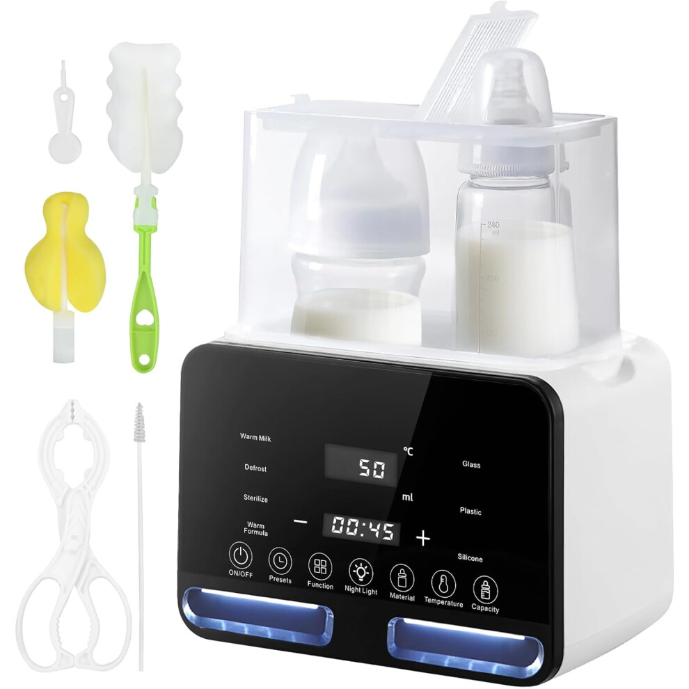 Baby Bottle Warmer, 9-In-1 Double Bottle Sterilizer With Lcd Screen, Fast Heating Of Baby Food And Defrosting Of Breast Milk Or Formula, Keeps Warm Fo Shenzhenshiwusongmaoyiyouxiangongsi