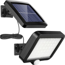 Outdoor solar motion sensor light, 56 LEDs, 300 LM Super Bright, separate solar panel with 5M cable, IP65 waterproof, 120 detection angle, 1 pack