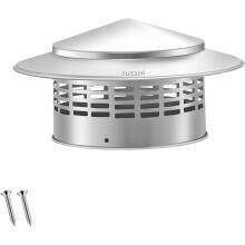 1 Piece Stainless Steel Chimney Cap, Roof Rain Cap, Round Roof Vent with Screws, For 6.3 Inch, 160MM Chimney Pipe