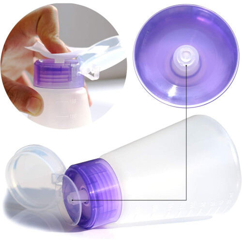 Acetone pump dispenser, lockable alcohol dispenser bottle, one-touch pump dispenser bottle, 2-pack 180ml empty bottle 2