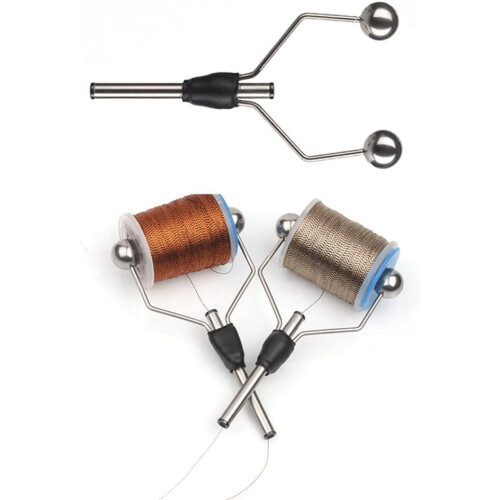 2PC Double Bi-Ceramic Tip Fly Tieing Bobbin Holder for Standard Fly Fishing Lure Baits Making Tool 2