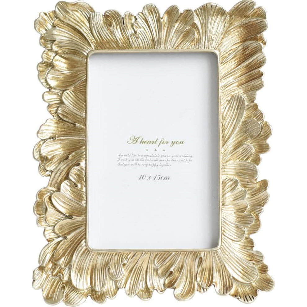 Vintage 4X6 Inch Photo Frame With Feathers - Antique Photo Frame For Desktop Display And Wall Decoration Gold 4027070127020