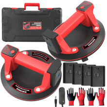 2er-Pack 8-Zoll-Elektro-Vakuumsauger, Hochleistungs-Glassaugnapf mit 4 x 3,0-A-Batterien, max. 200 kg / 440 lbs, Industrie-Fliesensaugnapf