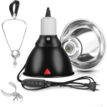Reptile heating lamp shade, E27 Turtle Heat Lamp Shade with hanging clip, time and temperature control, for UVA and UVB reptile terrarium dome lamps