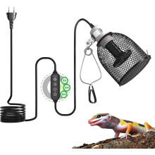 Terrarium Heat Lamp with Timer, for Turtles, E27 Lampshade for Reptiles with 1 x 75W Ceramic Heat Lamp for Reptiles, Turtles, Chameleons