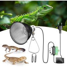 Lampe chauffante en forme de dôme avec réflecteur, variateur et minuterie, lampe chauffante pour terrarium 100 W E27, support de lampe réflecteur
