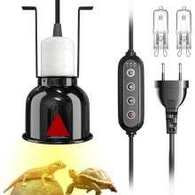 Lampe chauffante pour terrariums et tortues, support de lampe chauffante pour reptiles avec réflecteur en forme de dôme et 2 ampoules G9 de 50 W,