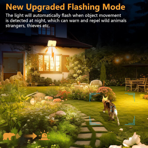 200 LED Outdoor Solar Light with Motion Sensor - 4 Modes, Remote Control, Solar Panel Floodlight for Garden - Warm White 2
