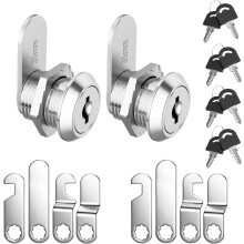 2-Piece 16mm Mailbox Lock Set, Mailbox Cylinder, Each with 4 Keys and 5 Different Locking Plates, Cam Security Lock for Locker, Filing Cabinet