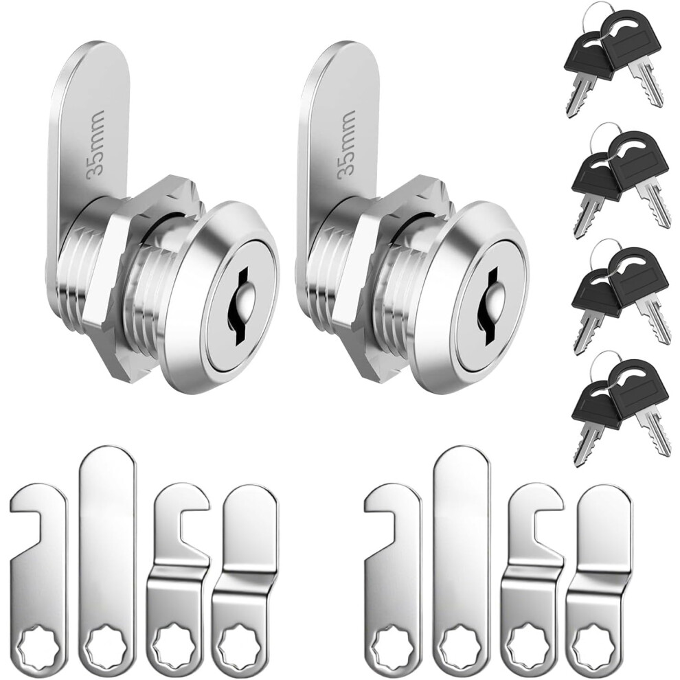 2-Piece 16Mm Mailbox Lock Set, Mailbox Cylinder, Each With 4 Keys And 5 Different Locking Plates, Cam Security Lock For Locker, Filing Cabinet 4027070127341