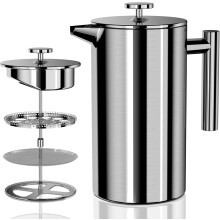 1000ML French Press Coffee Maker with Triple Title, 3-in-1 Stainless Steel French Coffee Maker, Thermally Insulated, Dishwasher Safe