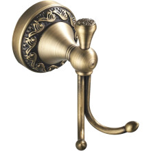 Antique brass wall hook with exquisite carved double hook design, coat hooks, towel hooks for bathroom, kitchen, wall organizer, brushed brass