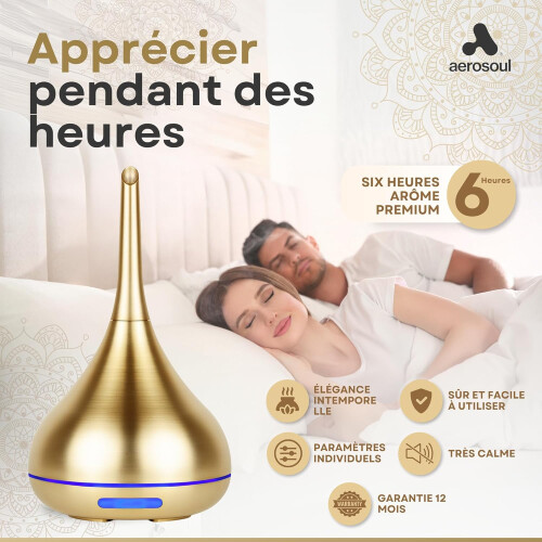 100ml Essential Oil Diffuser, Elegant Design Ultrasonic Essential Oil Diffuser, USB, Auto-Off, 6-Hour Mist, Aromatherapy Diffuser, Gold-Look Plastic 2