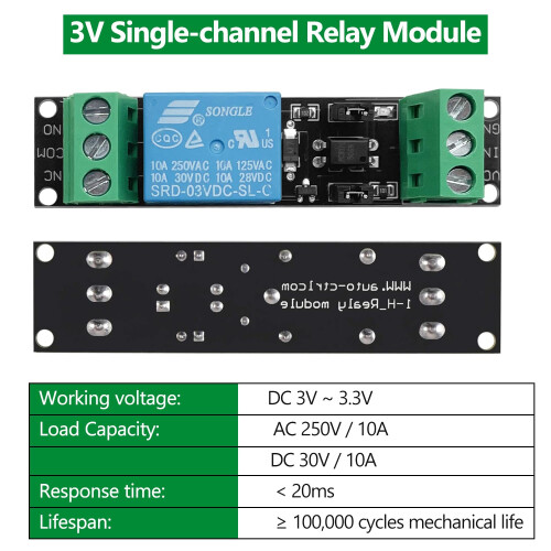 PCs 3V Relay Module Power Switch Board Optocoupler Isolation Drive Control Board 1 Channel (High Level Trigger) DC 3-3.3V 1