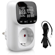 Thermostatische stekker, digitale temperatuurregelaar, 230V-stekker, met sensor en sonde, lcd-scherm, vochtigheidsregelaar, verwarming/koeling, t
