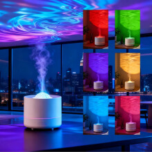 Elektrische geurverspreider voor etherische oliën, met 7-kleurige LED-projectie, 2-in-1 geurverspreider en lamp voor kantoor, woonkamer en yoga,