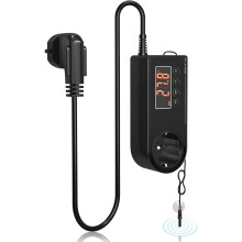 220V Terrarium Thermostat Plug, EU Plug, Thermostat Socket with Probe, Temperature Control Plug for Greenhouses, Reptiles, Aquariums, Incubators, etc.