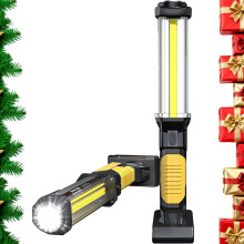 Rechargeable COB LED magnetic work light, hands-free troubleshooting light with hook, IPX4 waterproof for garage repairs
