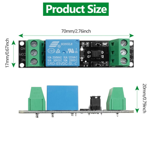 PCs 3V Relay Module Power Switch Board Optocoupler Isolation Drive Control Board 1 Channel (High Level Trigger) DC 3-3.3V 2
