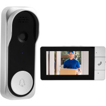 Sonnette vidéo sans fil avec caméra extérieure, étanche IP65, écran 4,3 pouces, angle de vision HD à 360, audio bidirectionnel, vision nocturne,