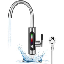 Elektrische kraan met doorstroomverwarmer, 230V, voor de keuken, 3000W, roestvrijstalen elektrische kraan met LED-temperatuurweergave, 360 graden