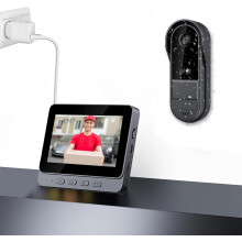 Sonnette sans fil avec caméra 1080p, interphone vidéo sans fil audio bidirectionnel avec écran IPS de 4,3 pouces, sonnette vidéo grand angle de 1