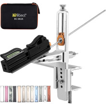 Precision knife sharpener with adjustable angle 15-30, portable grinding kit with 12 sharpening stones for kitchen/camping, professional sharpening s