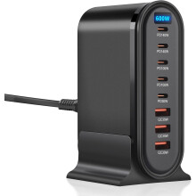 600W Multi-Port USB-C Charger, 8-Port GaN Fast Charger, QC+PD Multi-Port Fast Charger, Charging Station Compatible with Laptops and Phones