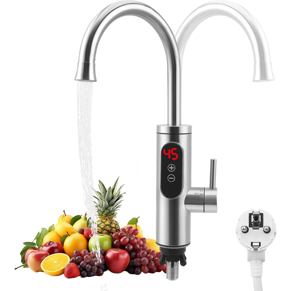 3300W Hot And Cold Water Faucet, Electric Faucet With Instant Water Heater In Stainless Steel, 360 Rotating Kitchen Faucet For Kitchen And Bathroom 4027070130051