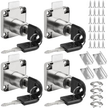 4 stuks 22 mm meubelsloten, roestvrijstalen kastsloten, 4 sloten met verschillende sleutels, ladesloten voor kantoor, metalen ladesloten voor meu