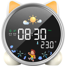 Educational Day/Night Alarm Clock for Children, 5-Color LED Light, Bedside Lamp with Music, Dual Alarm, Temperature Display, and Snooze Function