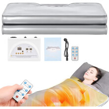 Infrared Sauna Blanket, 2 Zones Far Infrared Sauna Blanket, Professional Portable Far Infrared Therapy Thermal Blanket for Home Spa, Detoxification, F