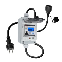 230V 60A Mobiele digitale elektriciteitsmeter, met type A 16A bedrade stroomonderbreker, Schuko-stekker, IP65 waterdicht, mobiel kWh-meetapparaat
