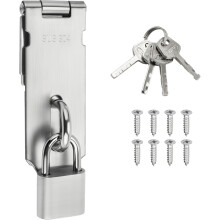 Außentürriegel, Torschloss mit Vorhängeschloss, Innentürschloss aus Edelstahl SUS304 für Schrank, Garten, Mattschwarz